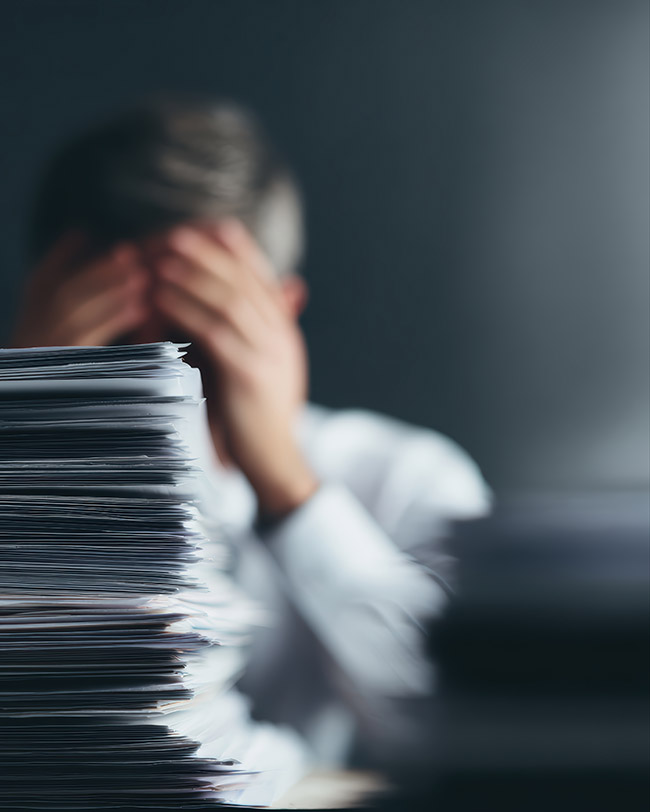 Businessman stressed at work, deadline pressure concept CMS FY 2027 shortened deadlines
